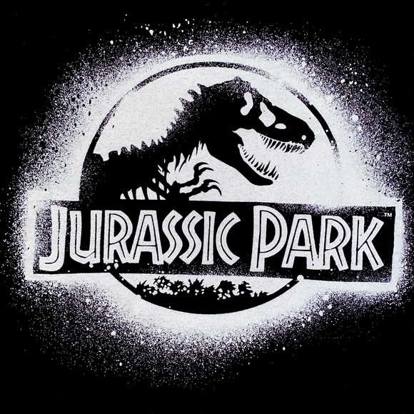 Men’s L Jurassic Park shirt Black White - Picture 2 of 4